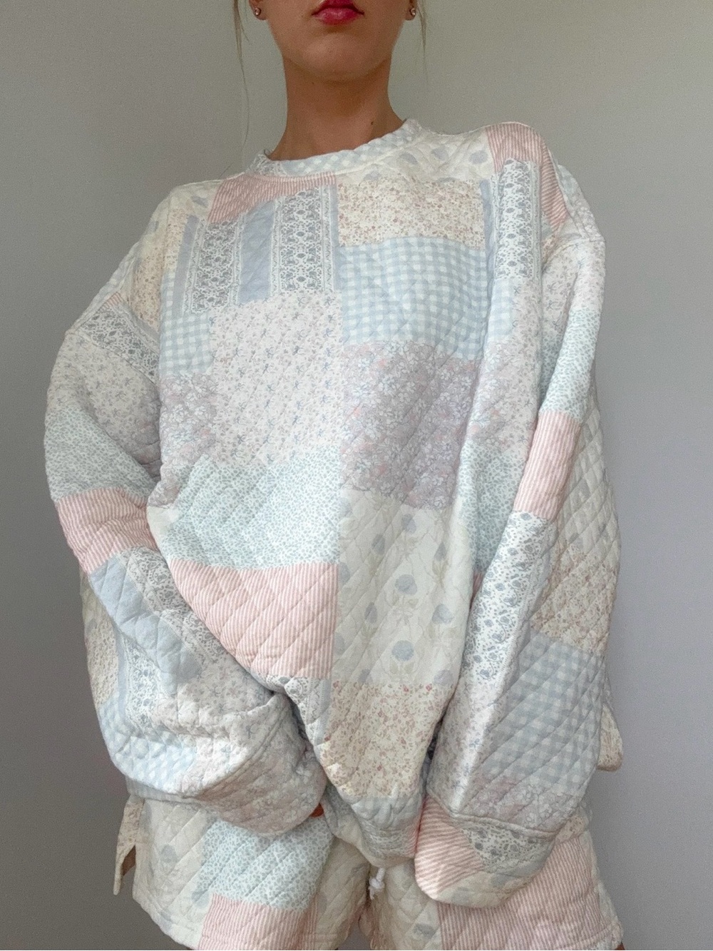 Sunkissed Coconut Shades Of Blue Quilted Pastel Sweatshirt